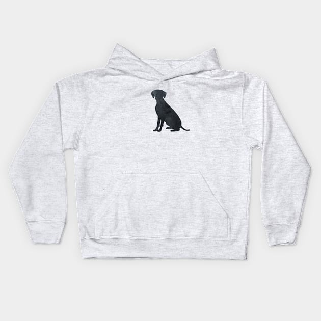 German Pointer Black Art Kids Hoodie by BittenByErmines